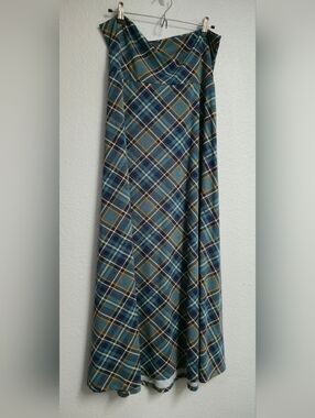 Lularoe Plaid Maxi Skirt in Teal and Navy